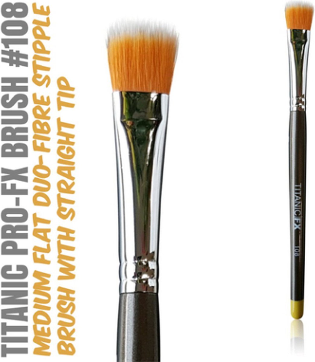 Titanic FX Medium Flat Duo Fiber Stipple Brush 108 | Special Effects penseel